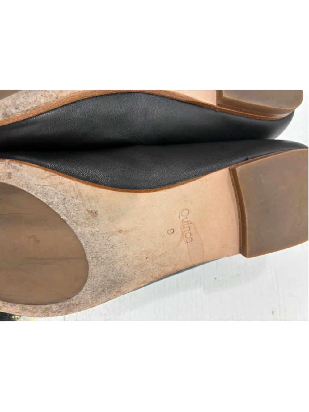 Quince Italian Leather Pointed Bow Flat in Black Size 9 - Picture 7 of 8